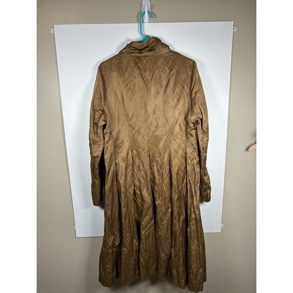 Eileen Fisher Womens L Bronze Metallic Cotton Blend Duster Coat Quiet Luxury - Picture 2 of 8